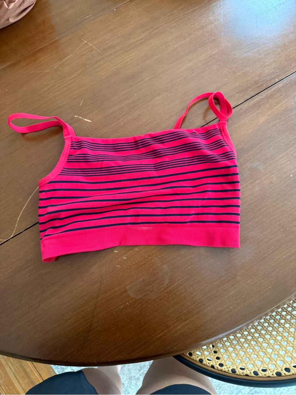 JoyLab Hot Pink and Navy Striped Sports Bra